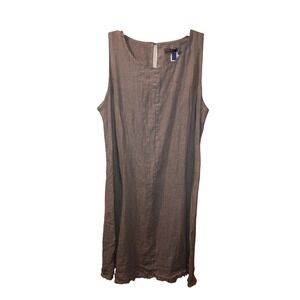 Piazza Del Tempio Linen Dress XL Gray NWT Sleeveless Lagenlook Raw Hem Italy
